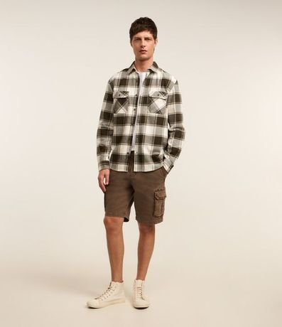 Camisa Comfort en Franela con Estampado de Cuadros y Bolsillos Delanteros 2