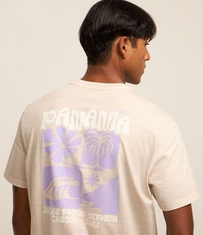 Remera Relaxed en Algodón Desteñido con Íconos de Playa