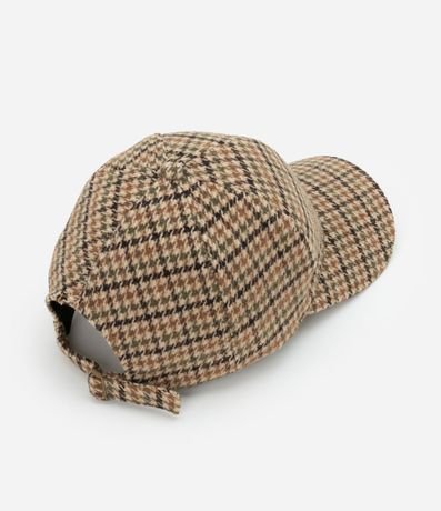 Gorra Aba Curva en Sarga Estampado de Cuadros Pied de Poule 2
