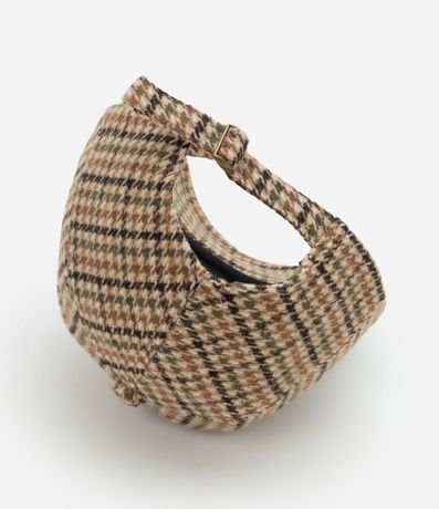 Gorra Aba Curva en Sarga Estampado de Cuadros Pied de Poule 3