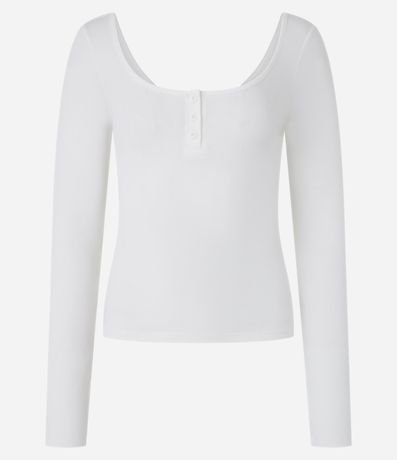 Blusa en Rib con Escote U y Botones 4