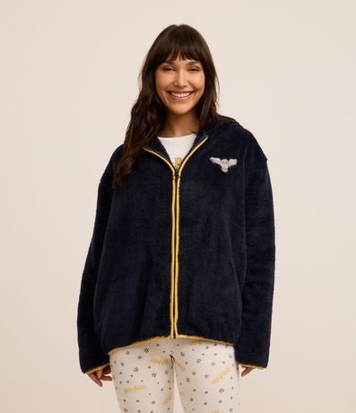 Bata de Baño corto en Fleece con Cremallera y capucha con Búho Harry Potter
