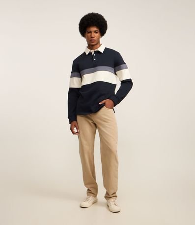 Saco Algodón con Cuello Polo Estampa Bloque de Color 2
