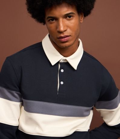 Saco Algodón con Cuello Polo Estampa Bloque de Color 5