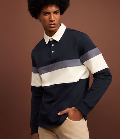 Saco Algodón con Cuello Polo Estampa Bloque de Color 6