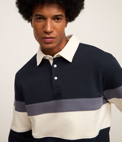 Saco Algodón con Cuello Polo Estampa Bloque de Color 7