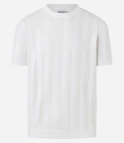 Remera de Algodón Perforada con Bies Acanalado 1