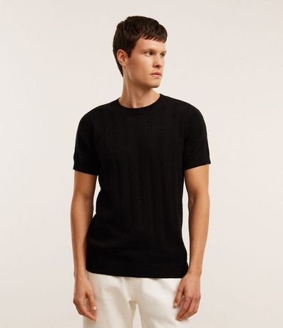 Remera en Algodón con Textura Trenzada