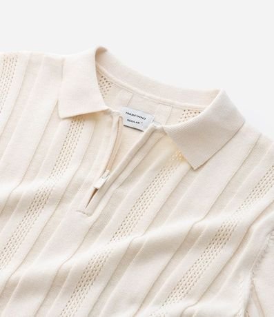 Camisa Cuello Polo con Cremallera en Algodón Texturizada 4