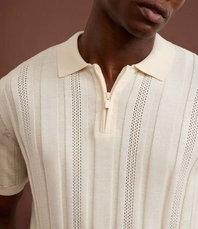 Camisa Cuello Polo con Cremallera en Algodón Texturizada 3