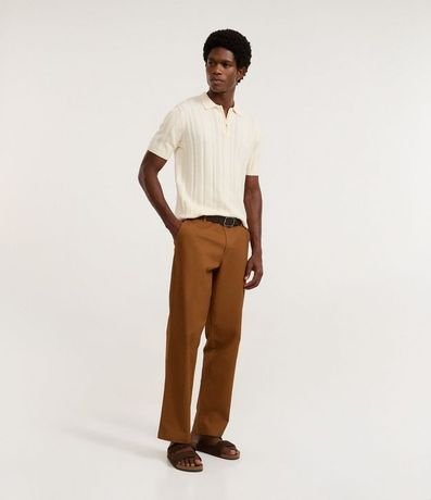 Camisa Cuello Polo con Cremallera en Algodón Texturizada 4