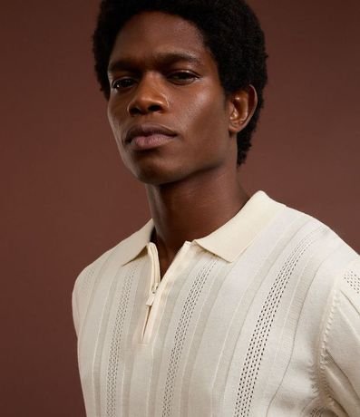 Camisa Cuello Polo con Cremallera en Algodón Texturizada 5
