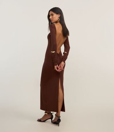 Vestido New Midi con Escote en la Espalda y Abertura 3