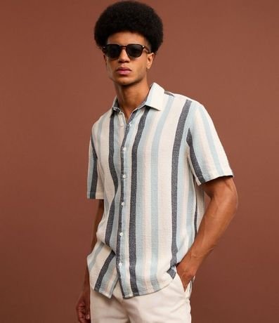 Camisa en Algodón Texturizada con Estampa Rayas 5