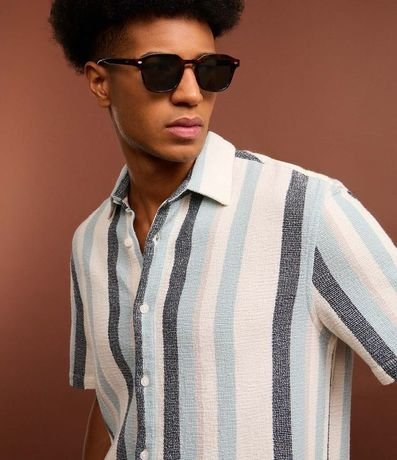 Camisa en Algodón Texturizada con Estampa Rayas 6