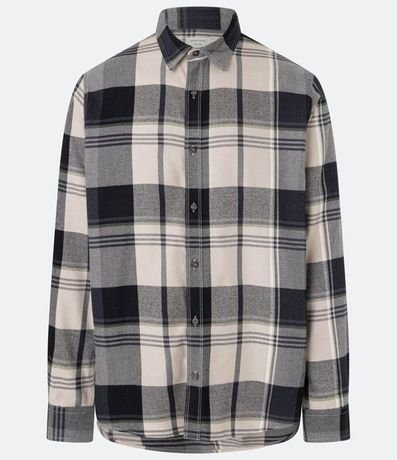 Camisa en Franela con Manga Larga y Estampa de Cuadros