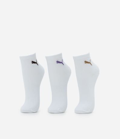 Kit 03 Medias Caña Corta en Algodón con Detalles Puma