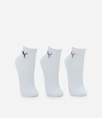 Kit 03 Medias Caña Corta en Algodón con Detalles Puma 2