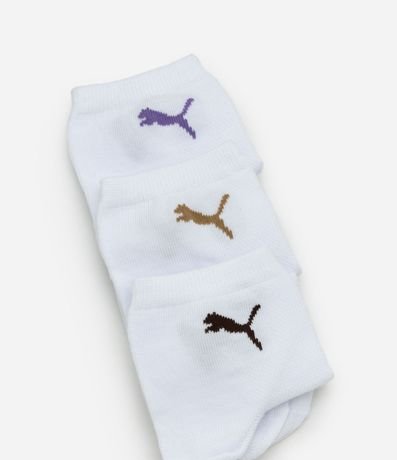 Kit 03 Medias Caña Corta en Algodón con Detalles Puma 4