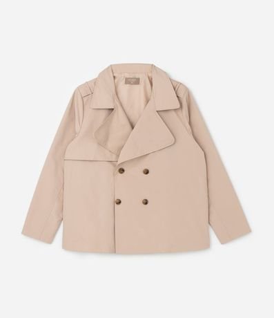 Campera Trench Coat Crpped en Gabardine con Botones Curve & Plus Size 5