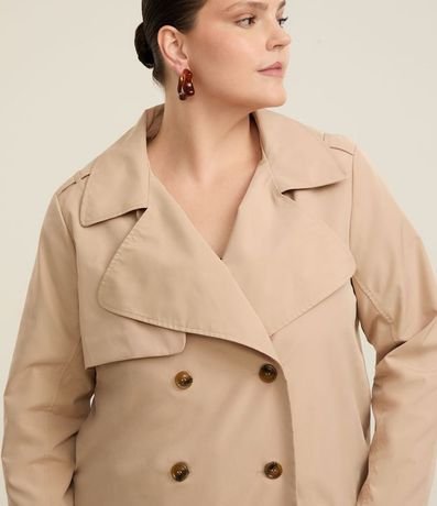 Campera Trench Coat Crpped en Gabardine con Botones Curve & Plus Size 1