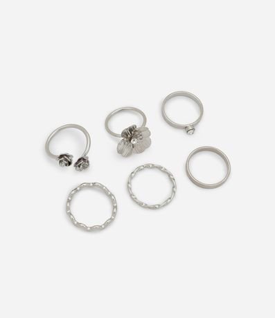 Kit 06 Anillos con Flores y Modelos Variados