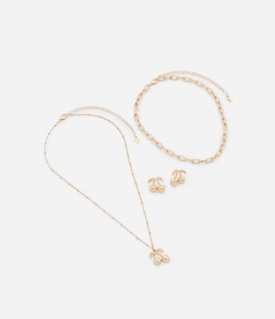 Conjunto de Collar Capas y Caravanas con Colgante de Cerezas 2