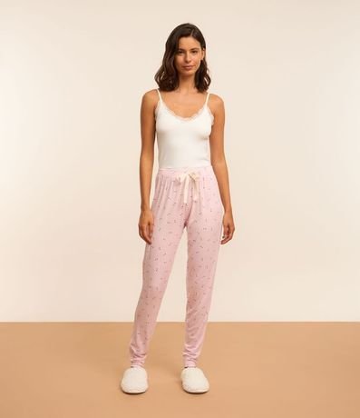 Pantalón de Pijama en Viscosa Estampada de Gafitas