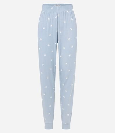 Pantalón de Pijama en Viscosa Estampada de Patitas 5