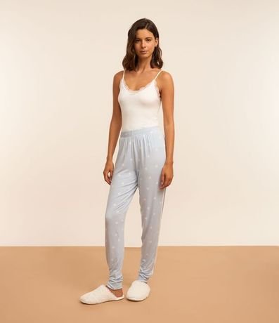 Pantalón de Pijama en Viscosa Estampada de Patitas