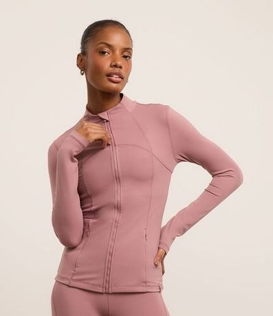 Campera Deportiva en Microfibra con Recortes y Bolsillos