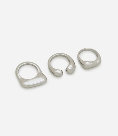 Kit 03 Anillos de Metal en Diversas Formas