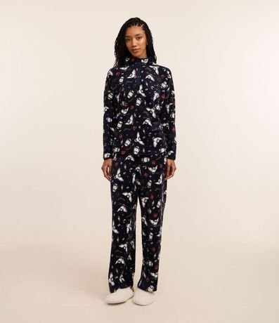 Pijama Largo en Fleece con Estampa Búho Edwiges Harry Potter
