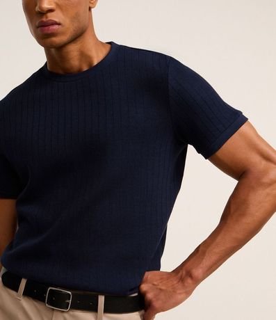 Remera Slim en Algodón con Textura Acanalada 3