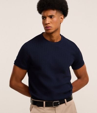 Remera Slim en Algodón con Textura Acanalada 4