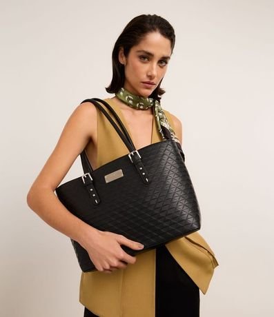 Bolsa Shopper Grande con Textura y Detalles en la Asa 7