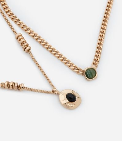 Collar Capas en Metal con Colgantes de Resina 2