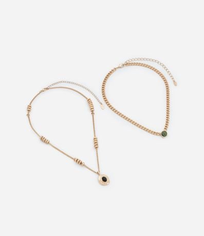 Collar Capas en Metal con Colgantes de Resina 3