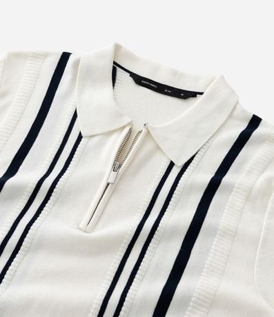 Camisa Polo Slim en Punto con Estampa Rayada y Cremallera en el Cuello 12