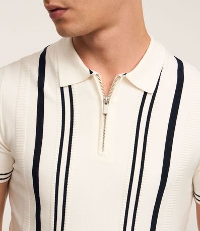 Camisa Polo Slim en Punto con Estampa Rayada y Cremallera en el Cuello 6