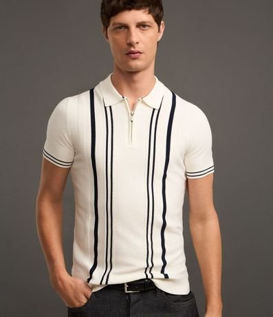 Camisa Polo Slim en Punto con Estampa Rayada y Cremallera en el Cuello 8