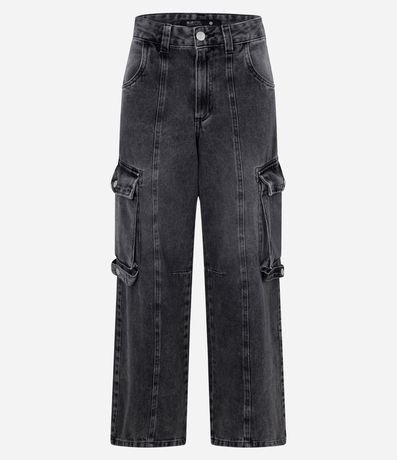 Pantalón Recto en Jeans con Recorte Delantero y Bolsillos Cargo 6