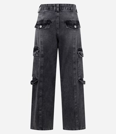 Pantalón Recto en Jeans con Recorte Delantero y Bolsillos Cargo 7