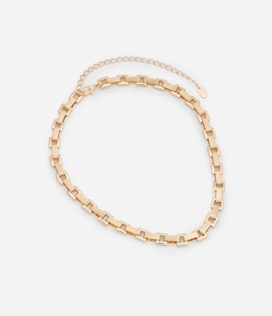 Collar Corto en Metal con Eslabones Cuadrados 2