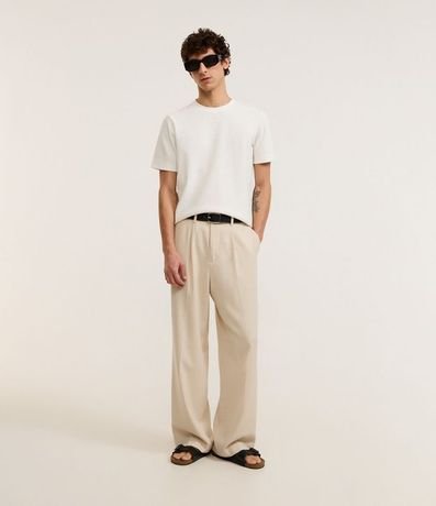 Pantalón Wide Leg con Bolsillo y Friso Sastre