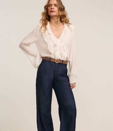 Pantalón Wide Leg en Jeans Semi Sastrería 2