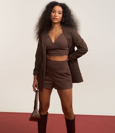 Short en Bengaline con Cremallera Tratorado en la Lateral 6