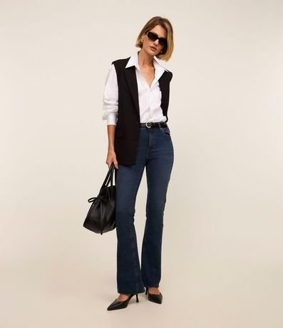 Pantalón Bootcut Jeans con Elastano y Bolsillo Reloj