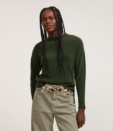 Suéter en Tejido de Punto Texturizado con Sisa Deslocada