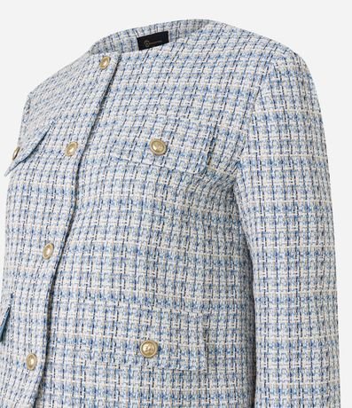 Chaqueta en Tweed de Cuadros con Solapas con Botones 10